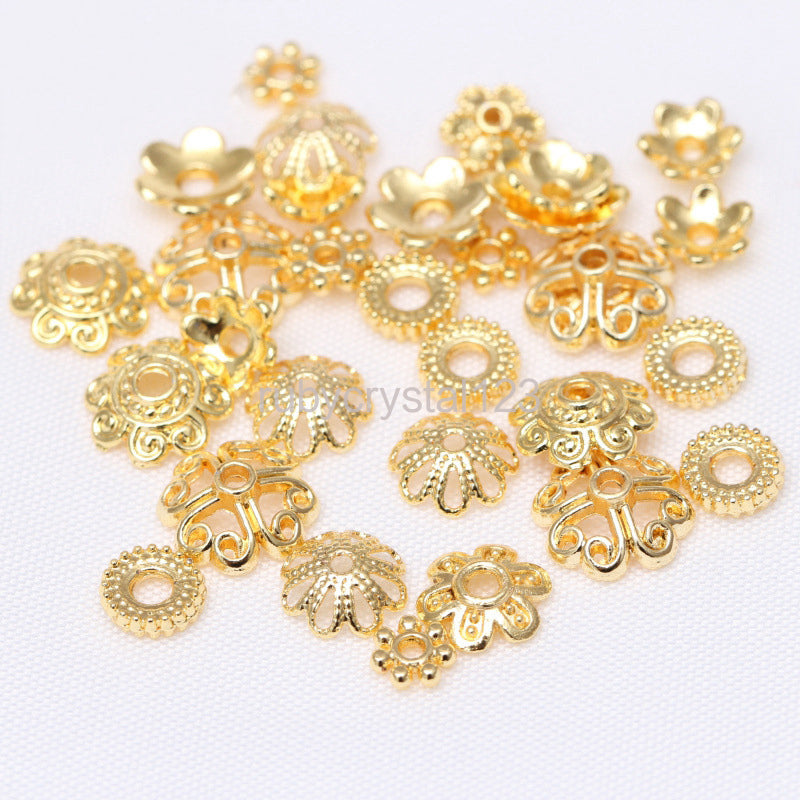 14K Gold Plated Hollow Flower Bead Caps DIY Jewelry Accessories Bracelet Beads End Cap Jewellery Making Supplies Wholesale Lots