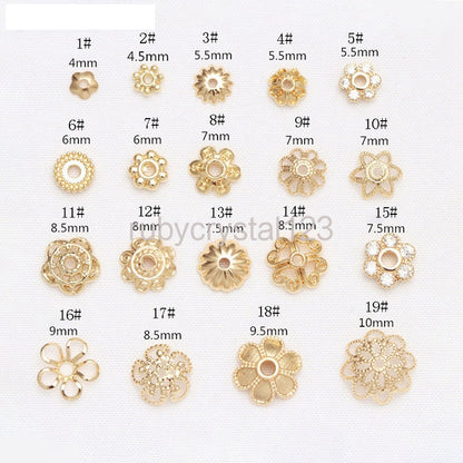 14K Gold Plated Hollow Flower Bead Caps DIY Jewelry Accessories Bracelet Beads End Cap Jewellery Making Supplies Wholesale Lots