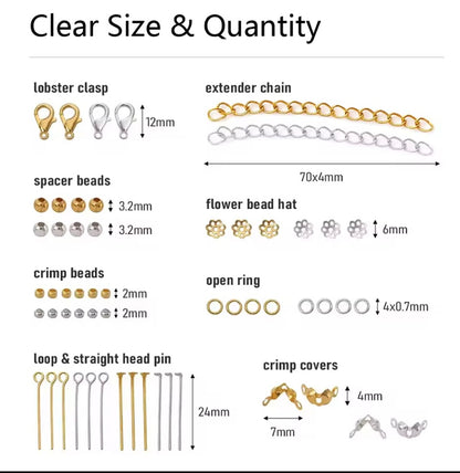 Huge Jewelry Findings Kit 1260PCS DIY Earring & Bracelet Making Supplies